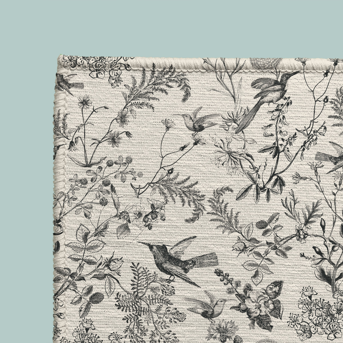Olivia Pet Feeding Mat - Slate Bird Toile - detail