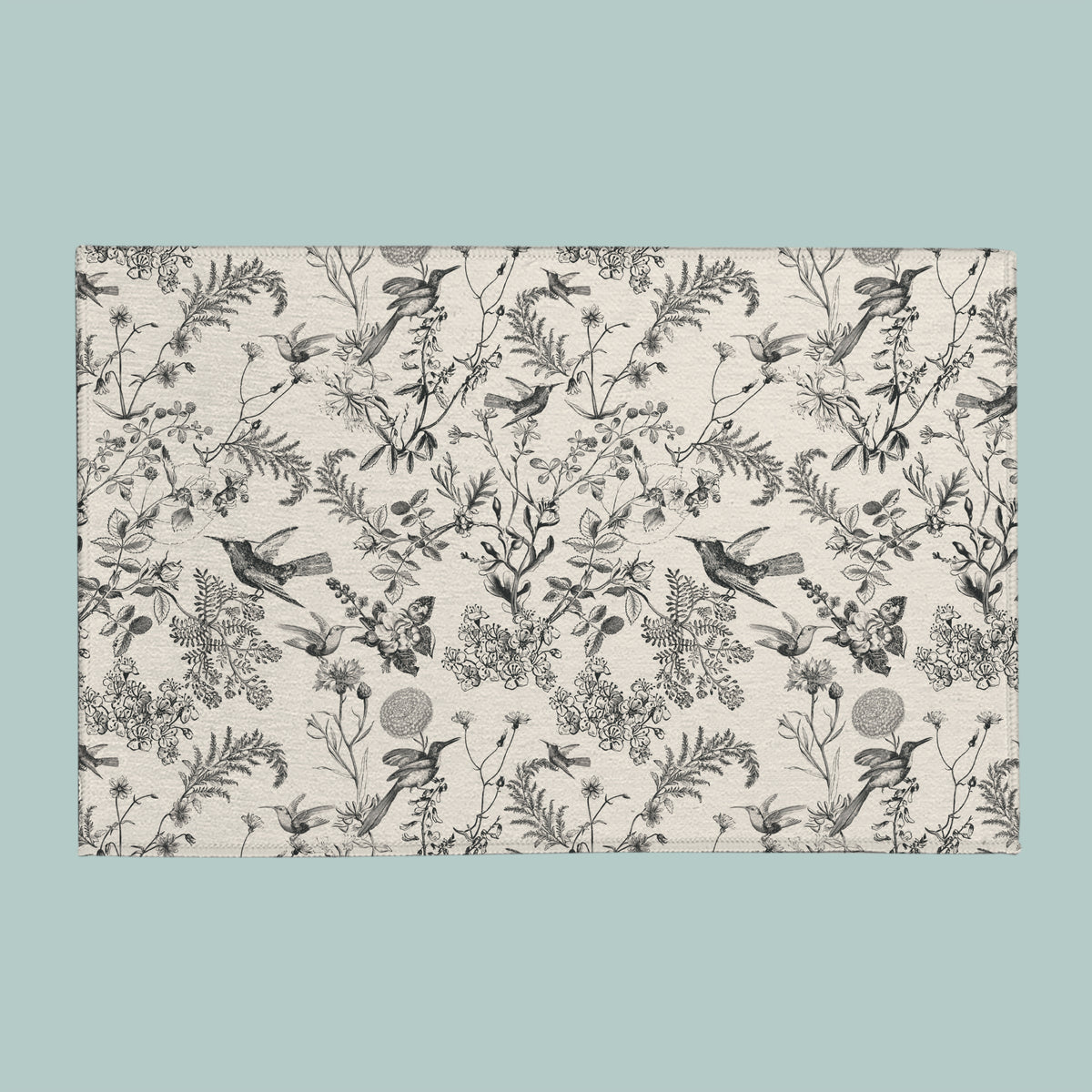 Olivia Pet Feeding Mat - Slate Bird Toile - full