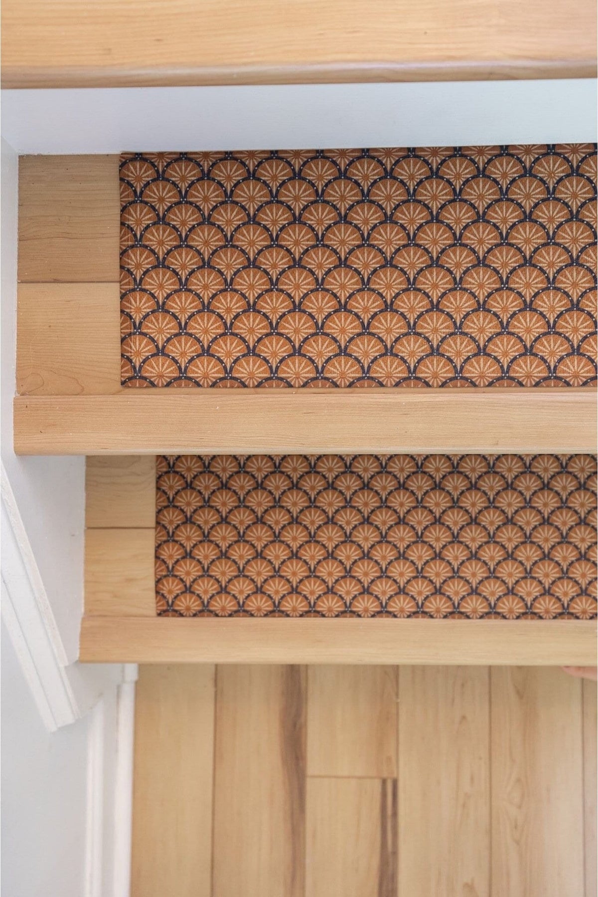 William Morris-style patterned stair treads – washable, non slip, custom sizes