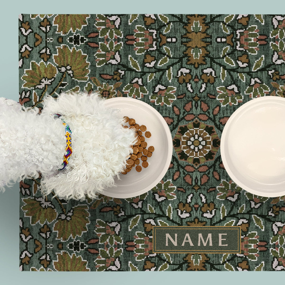 Irene Pet Feeding Mat – Sage Persian - MissionMae