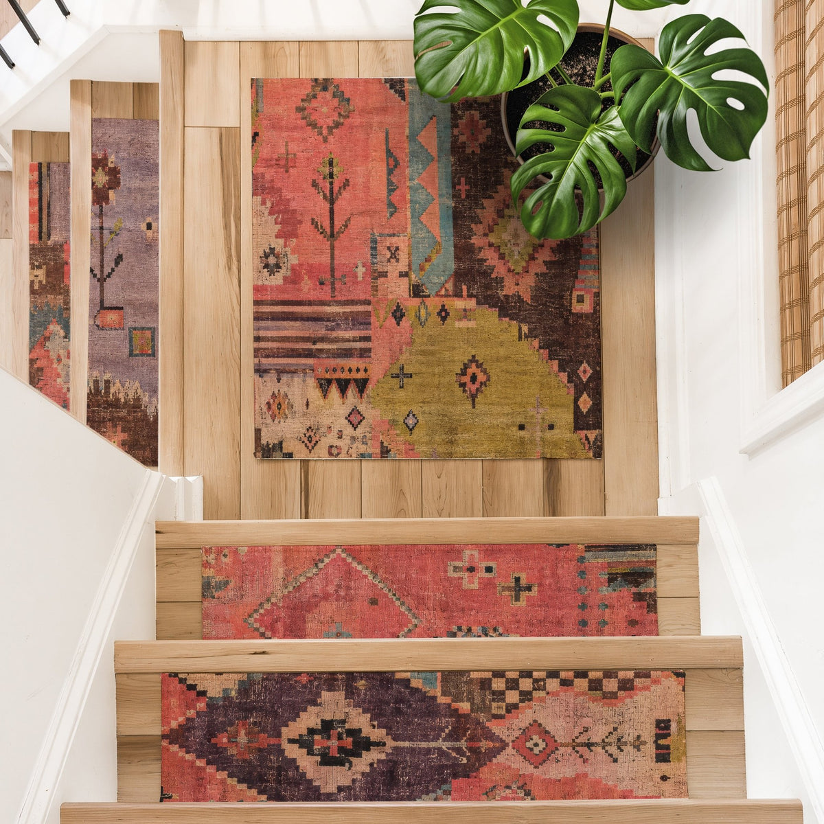 Mix & Match Stair Treads - Esme Vintage Kilim with Coordinating Landing - MissionMae