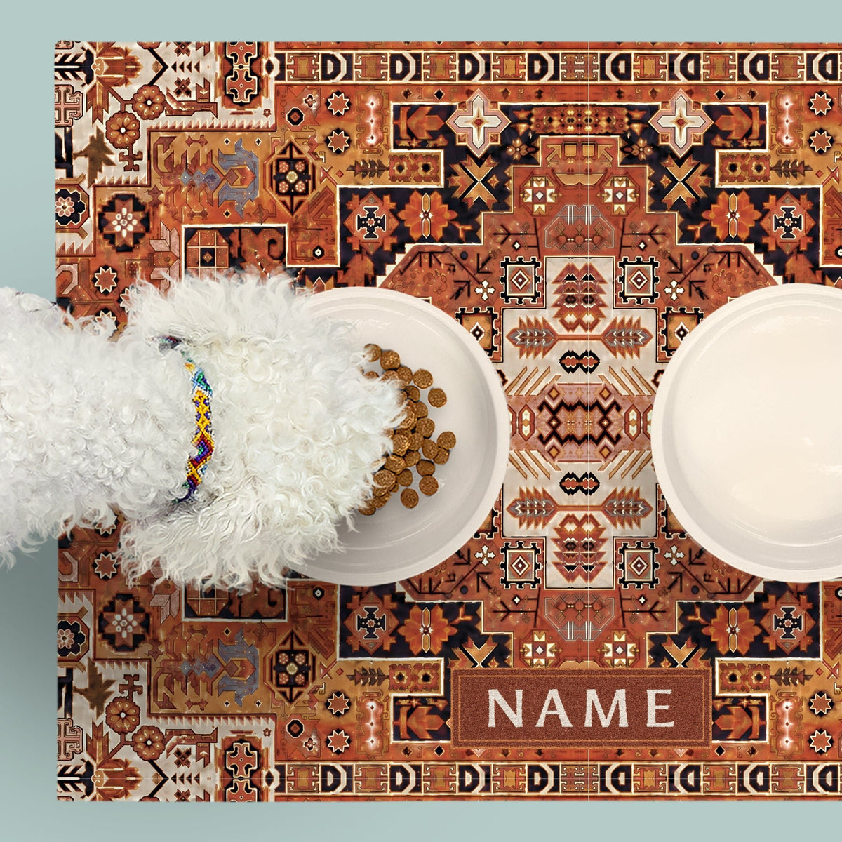 Ophelia Pet Feeding Mat – Orange Persian - MissionMae