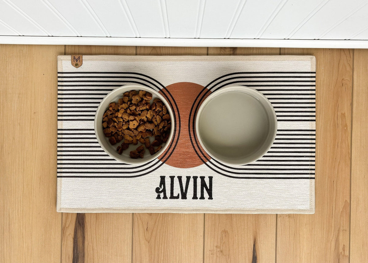 Personalized Dog Bowl Mat, Nonslip, Machine Washable - Alvin - MissionMae