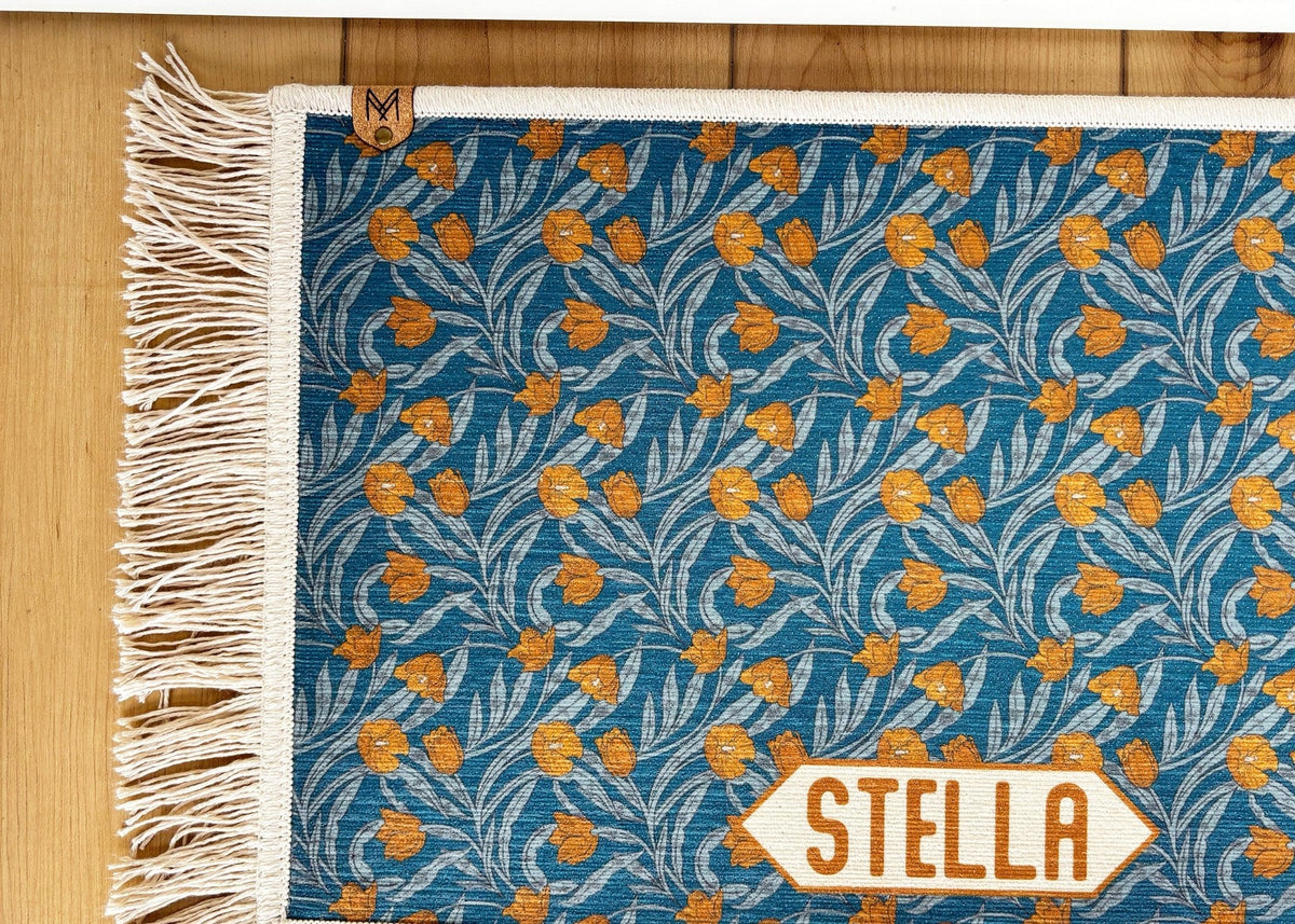 Personalized Dog Bowl Mat Fringe, Nonslip, Machine Washable - Stella - MissionMae