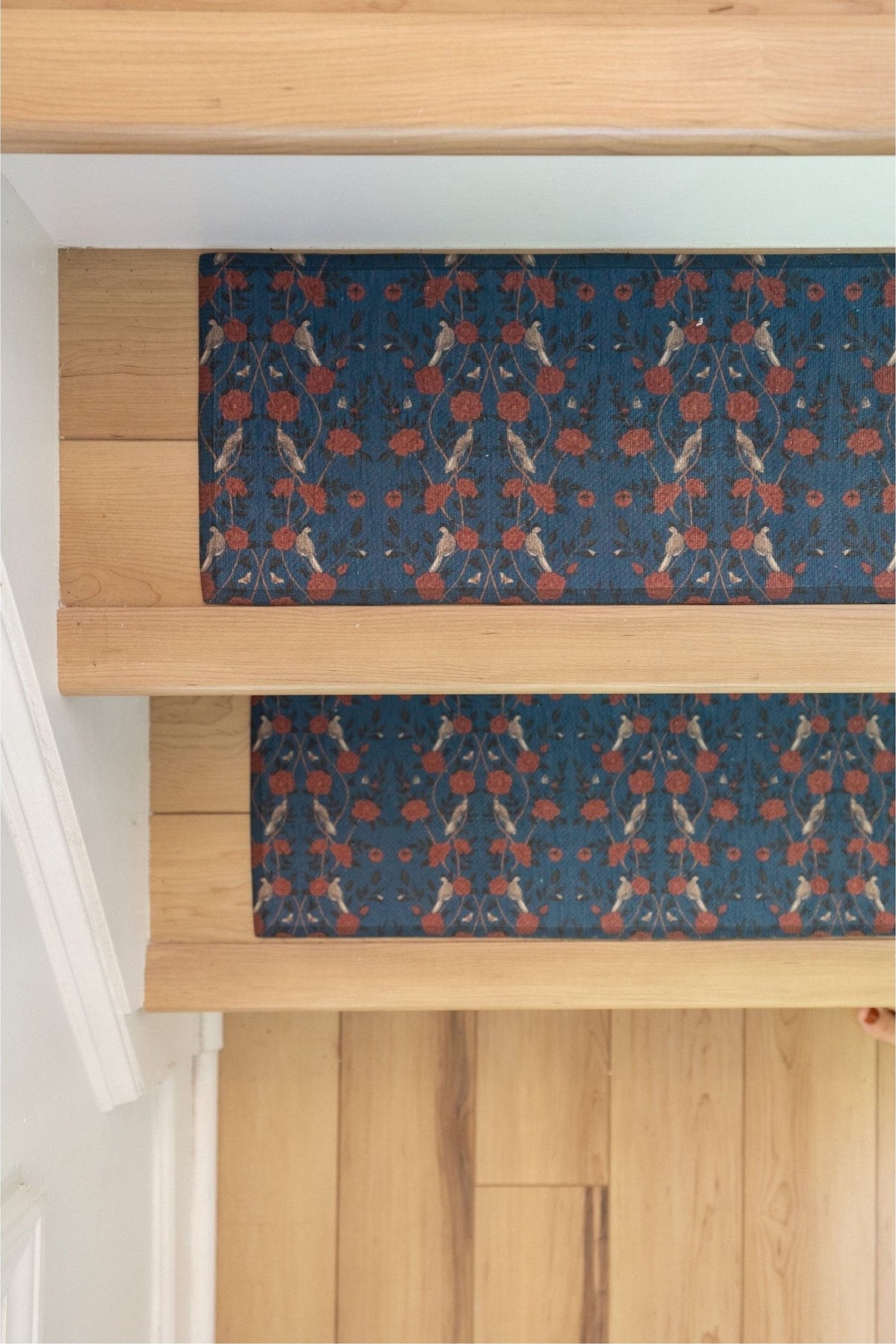 Mix and match boho floral and geometric stair treads – washable, non slip, custom sizes