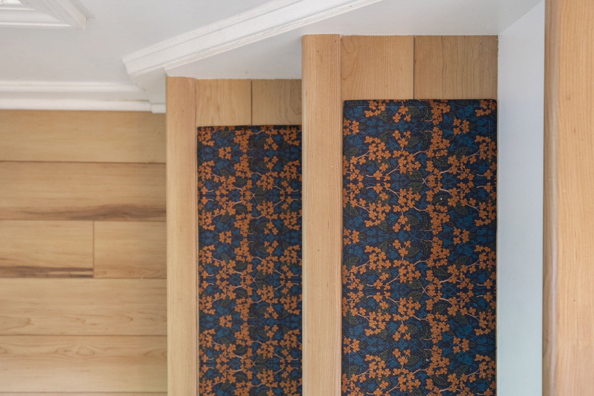 William Morris-style stair treads, design 04 – washable, non slip, custom sizes