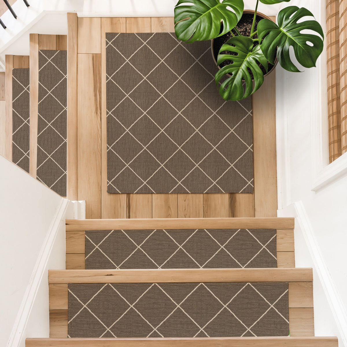 Charcoal Moroccan Stair Treads, Custom Sizes & Triangle Winder Steps, Low-Profile Mats - MissionMae