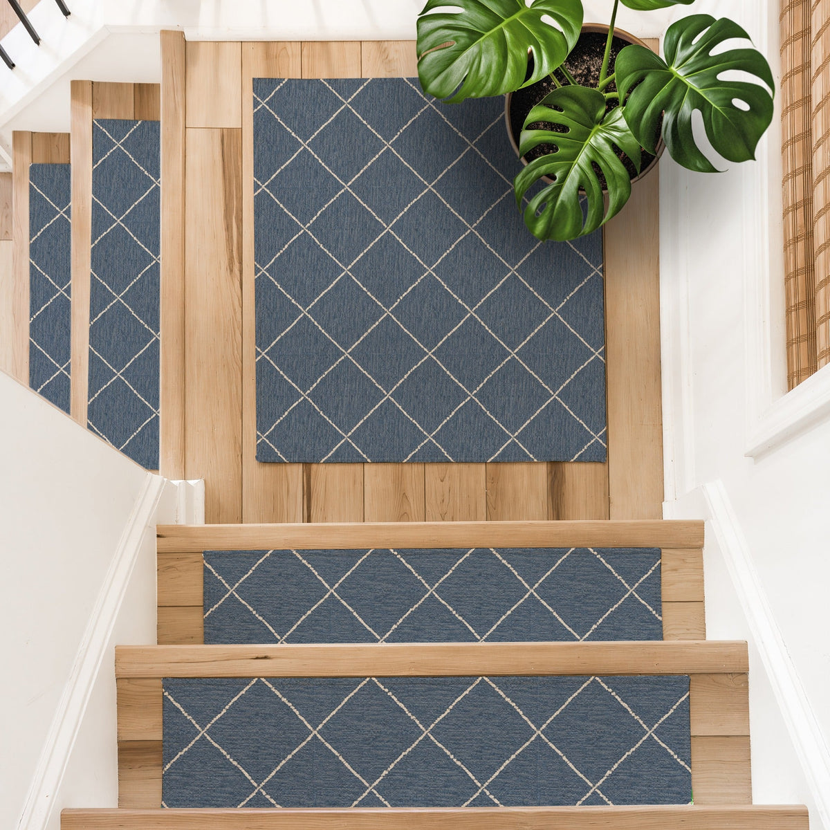 Charcoal Moroccan Stair Treads, Custom Sizes & Triangle Winder Steps, Low-Profile Mats - MissionMae