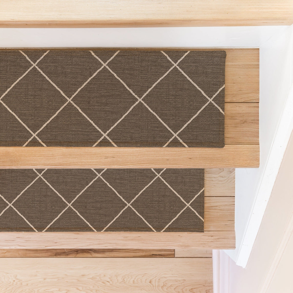Charcoal Moroccan Stair Treads, Custom Sizes & Triangle Winder Steps, Low-Profile Mats - MissionMae