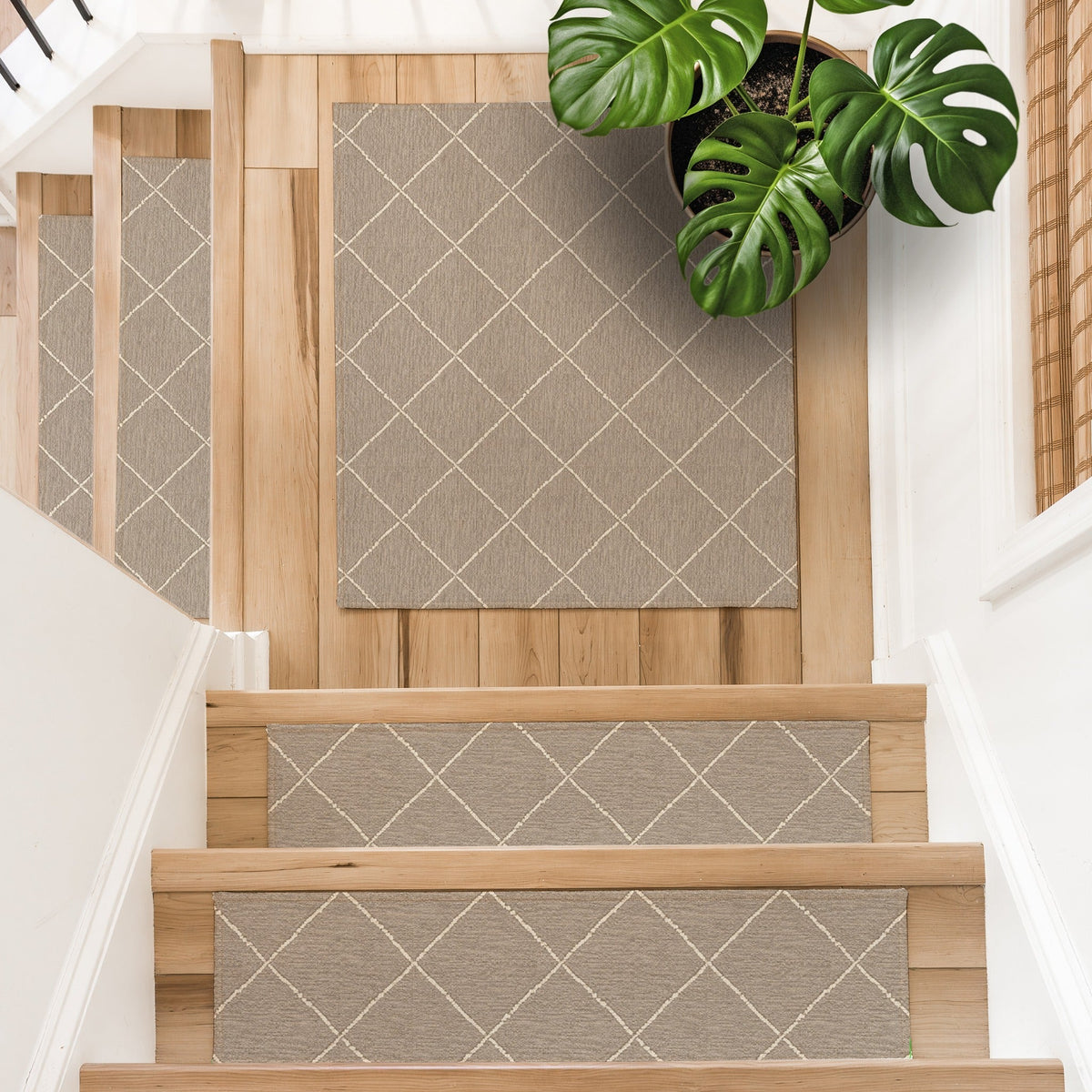 Charcoal Moroccan Stair Treads, Custom Sizes & Triangle Winder Steps, Low-Profile Mats - MissionMae