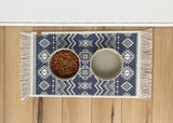 Dog Bowl Mat - Nonslip, Machine Washable Boho Pet Feeding Mat with Fringe - MissionMae