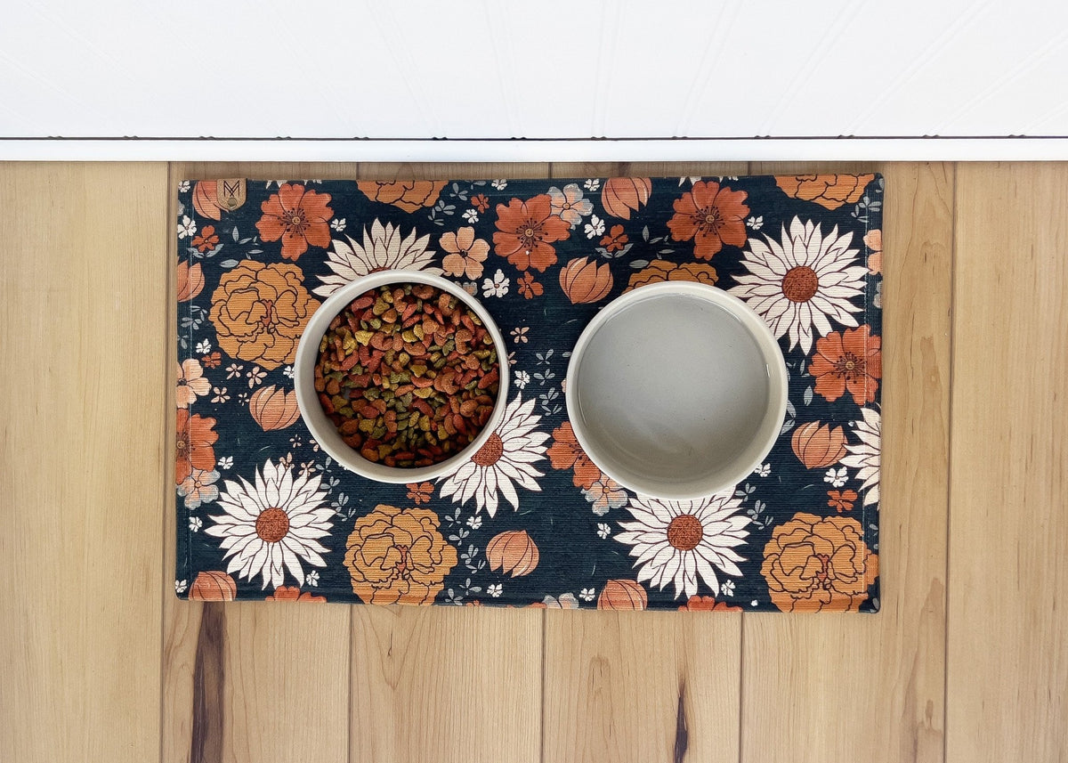 Dog Bowl Mat, Nonslip, Machine Washable - Daisy - MissionMae
