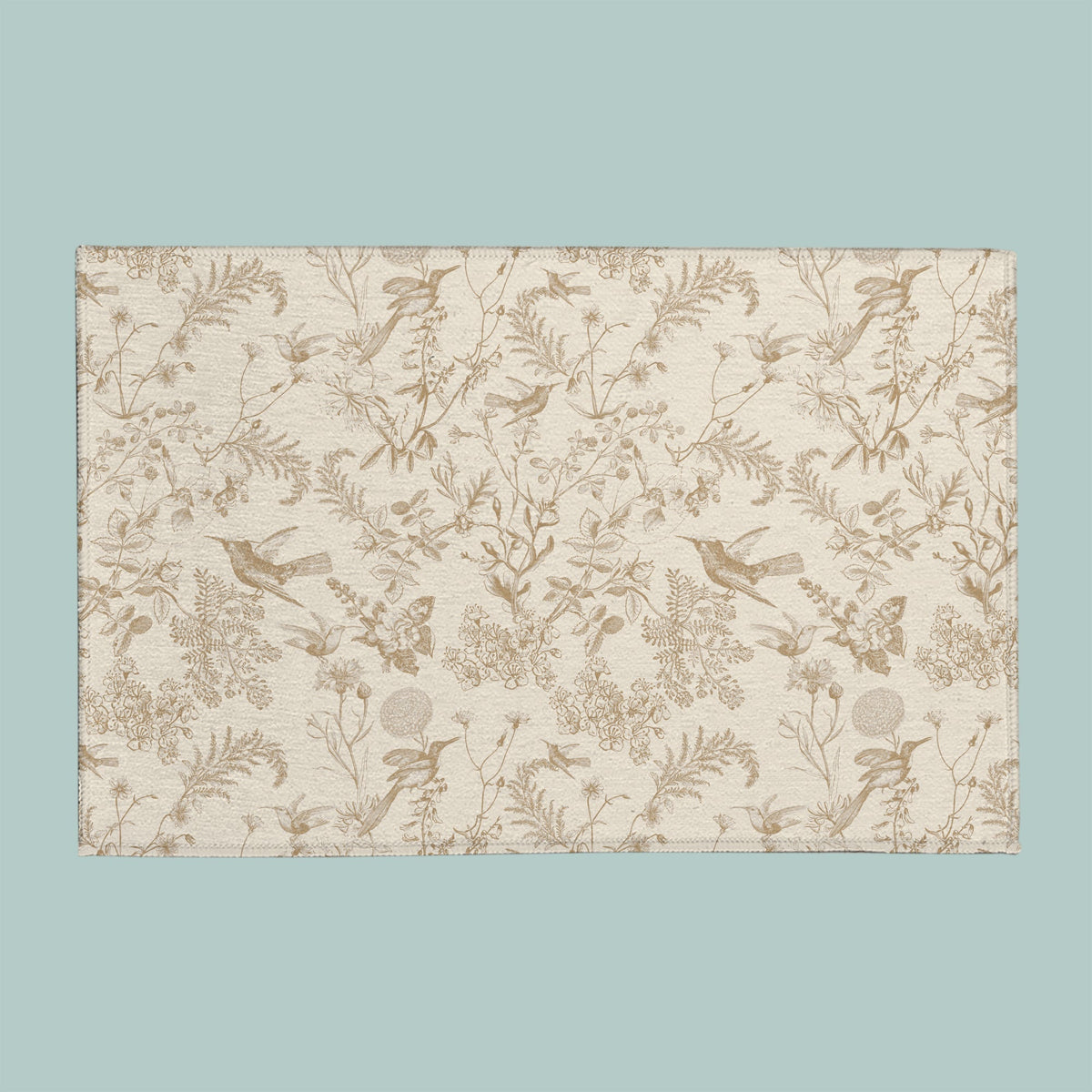 Olivia Pet Feeding Mat - Beige Bird Toile - MissionMae