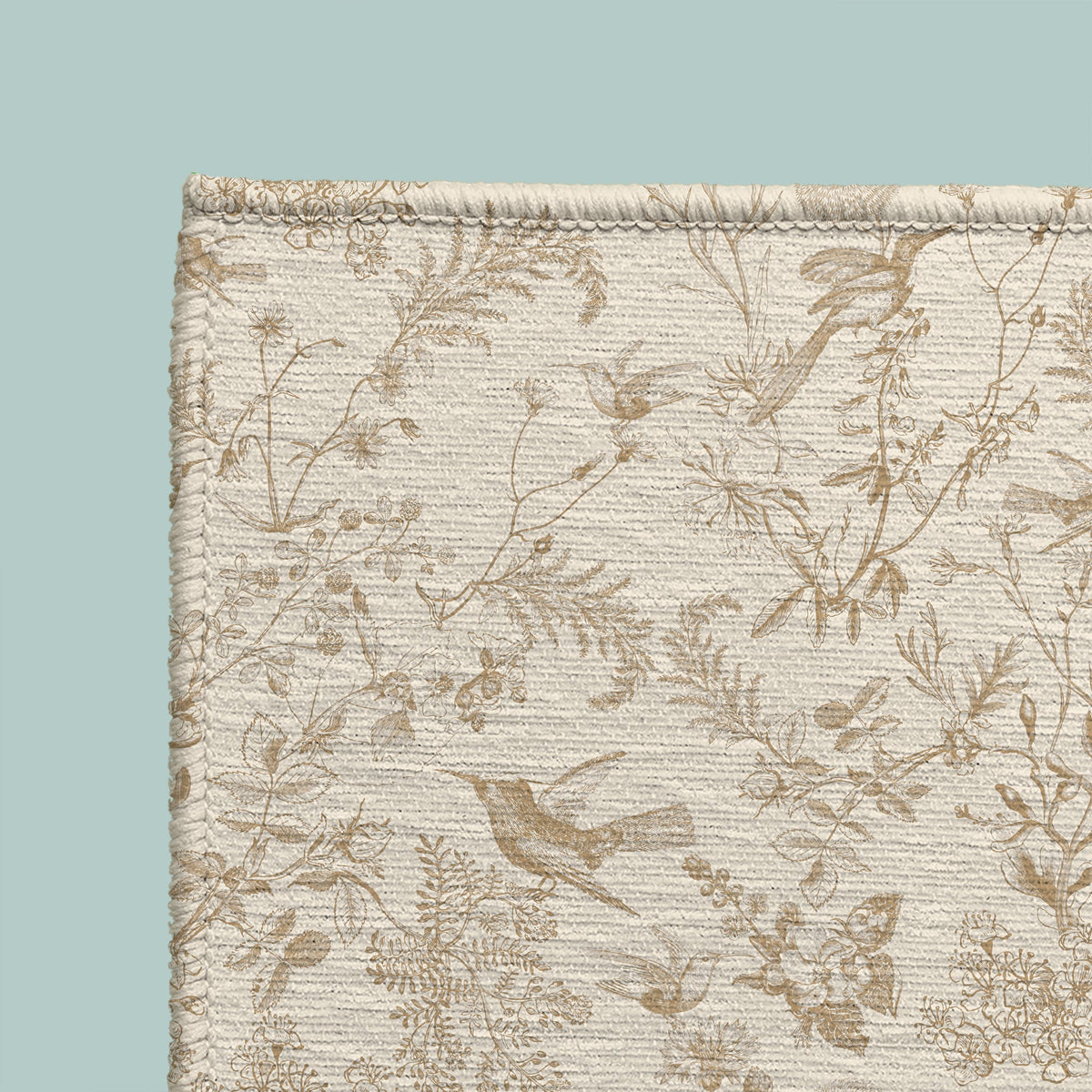Olivia Pet Feeding Mat - Beige Bird Toile - MissionMae