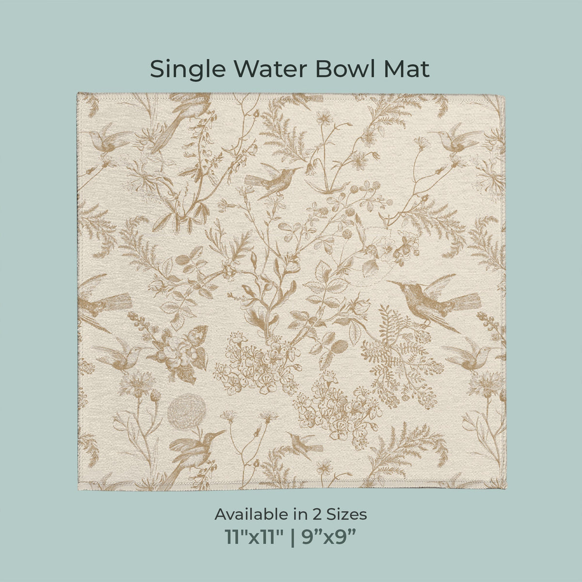 Olivia Pet Feeding Mat - Beige Bird Toile - MissionMae