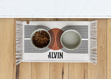 Personalized Dog Bowl Mat – Custom Pet Feeding Mat with Boho Fringe Design - MissionMae