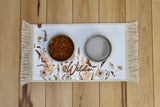 Personalized Dog Bowl Mat Fringe, Nonslip, Machine Washable - Wilde - MissionMae