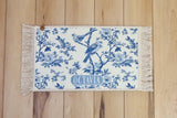 Personalized Dog Bowl Mat – Nonslip, Custom Size, Machine Washable Fringe Mat - MissionMae