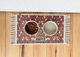 Personalized Dog Bowl Mat | Nonslip, Machine Washable Feeding Station with Fringe - MissionMae