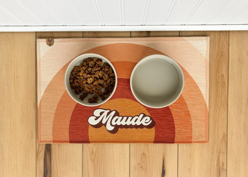 Personalized Dog Bowl Mat - Nonslip - Machine Washable - Maude - MissionMae