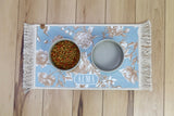 Personalized Dog Bowl Mat – Nonslip, Machine Washable Pet Placemat with Fringe - MissionMae