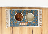 Personalized Dog Bowl Mat | Nonslip, Machine Washable Rug Style Mat with Fringe - MissionMae