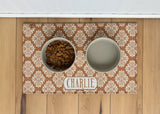 Personalized Dog Bowl Mat - Nonslip, Machine Washable Rug Style Pet Mat - MissionMae