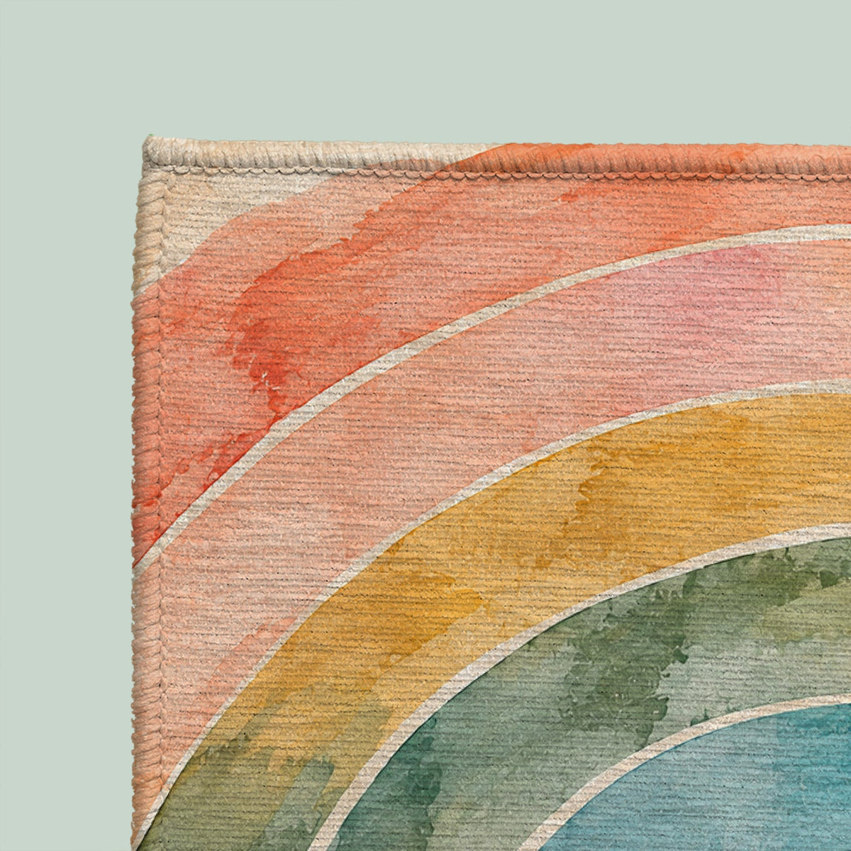 Personalized Dog Bowl Mat, Watercolor Rainbow | Iris Washable Nonslip Pet Feeding Mat - MissionMae