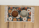 Pet Bowl Mat - Floral Boho Fringe Rug | Absorbent Non Slip Dog Feeding Mat - MissionMae