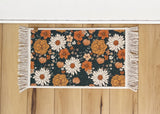 Pet Bowl Mat - Floral Boho Fringe Rug | Absorbent Non Slip Dog Feeding Mat - MissionMae