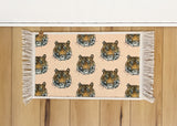 Pet Bowl Mat - Nonslip, Machine Washable Rug Style Mat with Fringe for Floor Protection - MissionMae