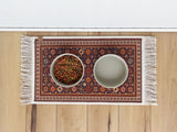 Pet Bowl Mat - Nonslip Rug Style Mat with Fringe | Machine Washable, Absorbent - MissionMae