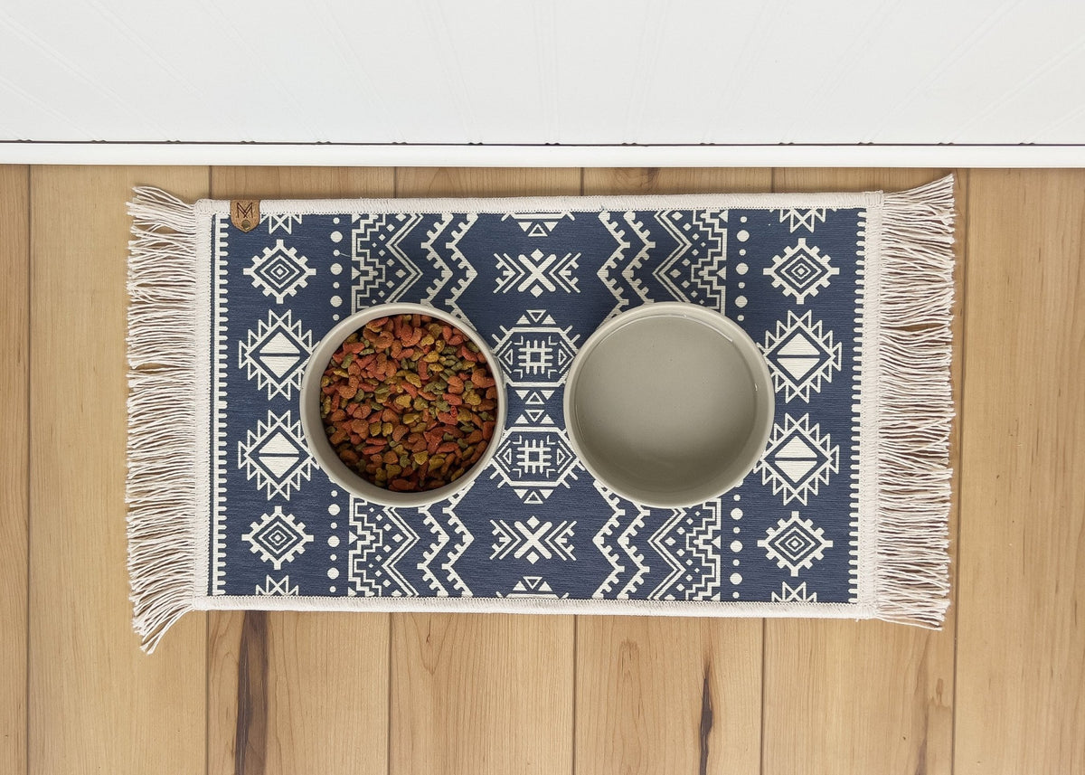 Dog Bowl Mat with Fringe - Machine Washable - Nonslip - Mia - MissionMae