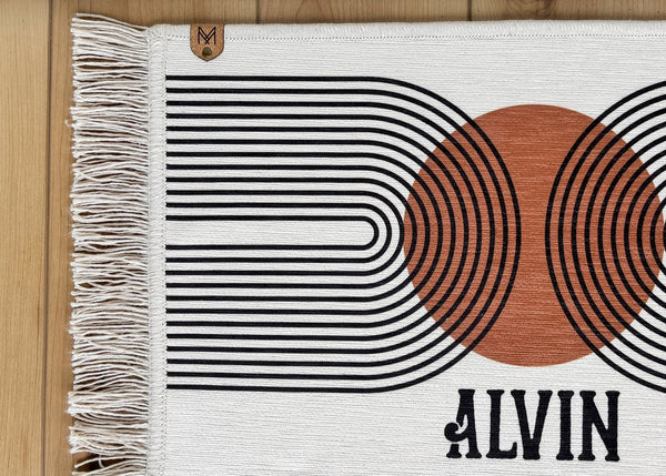 Personalized Dog Bowl Mat Custom Dog Bowl Mat Pet Placemat Boho Fringe Dog Lover Gift - Alvin - MissionMae