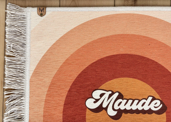 Personalized Dog Bowl Mat with Fringe - Nonslip - Machine Washable - Maude - MissionMae