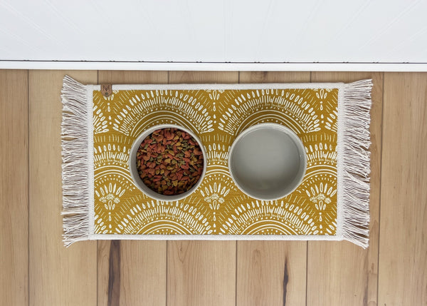 Pet Bowl Mat with Fringe - Mavis - MissionMae