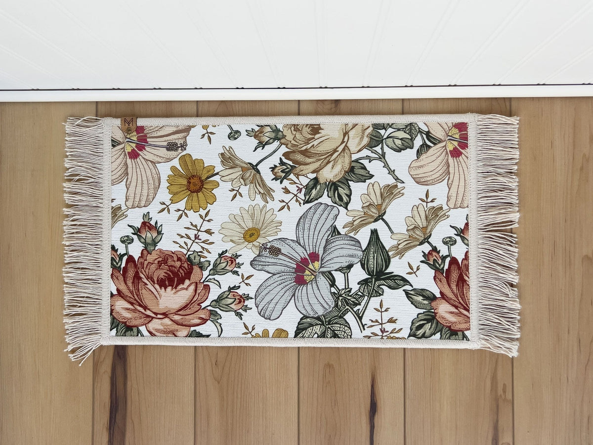 Boho floral dog bowl mat with fringe by MissionMae – photo 3