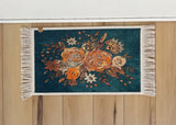 Pet Bowl Mat with Fringe - Nonslip - Machine Washable - Flora - MissionMae