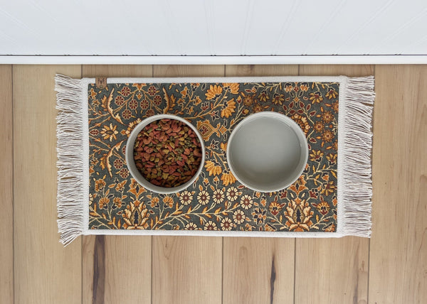 Pet Bowl Mat with Fringe - Nonslip - Machine Washable - Irene - MissionMae