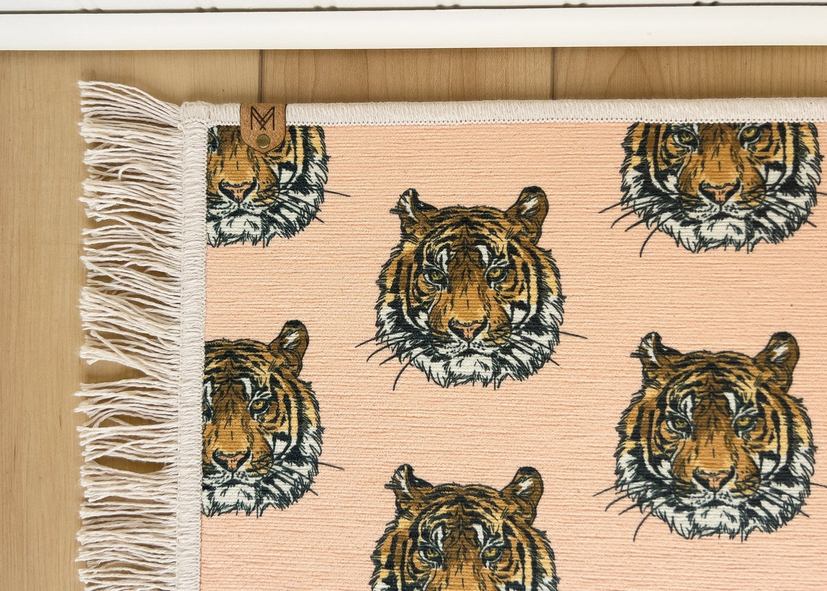 Boho tiger dog bowl mat with fringe by MissionMae – photo 2